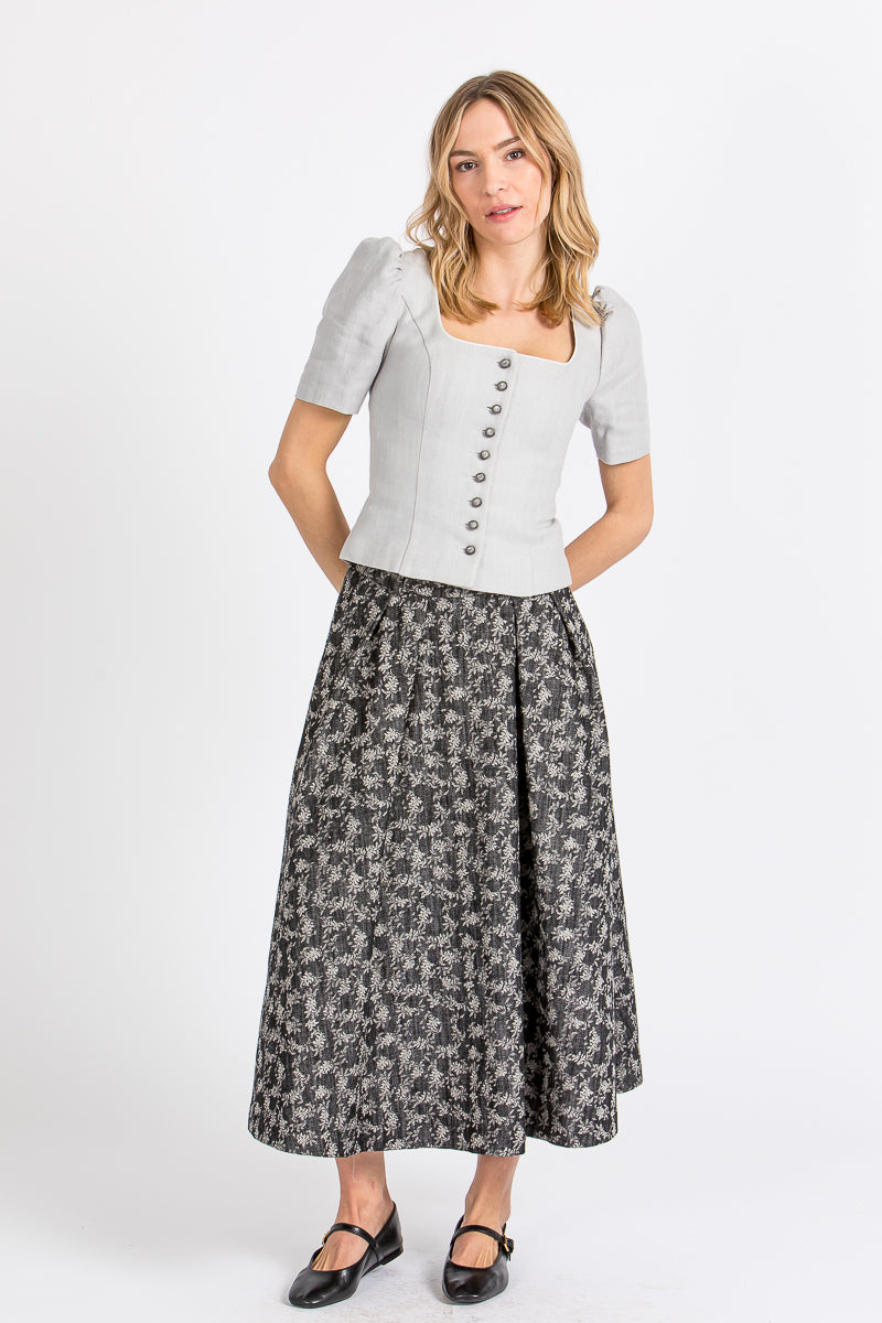 Almliebe Trachtenmieder Leni Steingrau Detail | Almliebe traditional bodice Leni stone grey detail