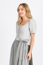 Almliebe Trachtenmieder Leni Steingrau Rückansicht Schößchen | Almliebe traditional bodice Leni stone grey back view peplum