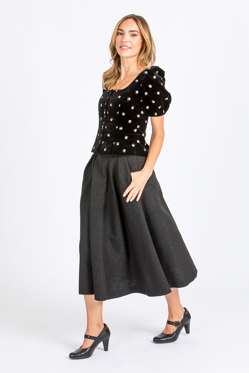 Almliebe Trachtenmieder Rosi Samt schwarz