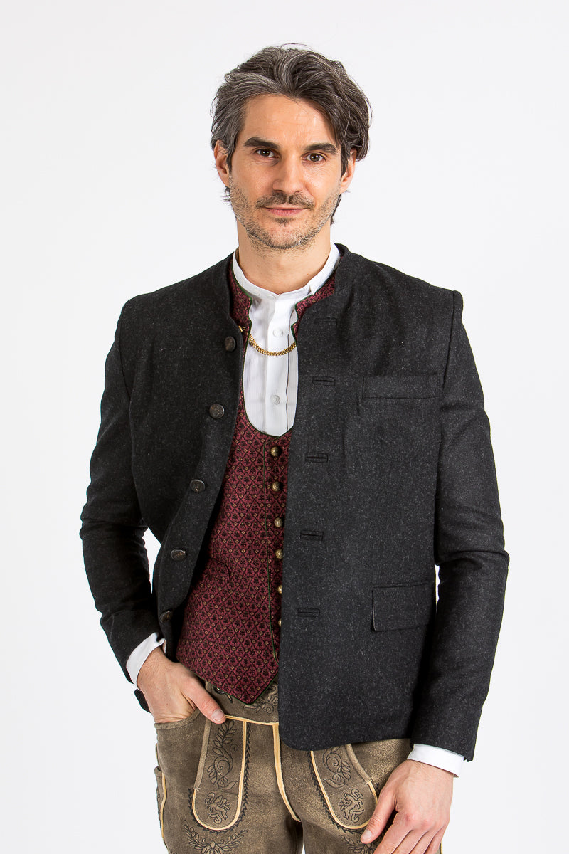 Almliebe Trachtenjanker Tschamsdara anthrazit Detail Knöpfe | Almliebe traditional jacket Tschamsdara anthracite buttons detail