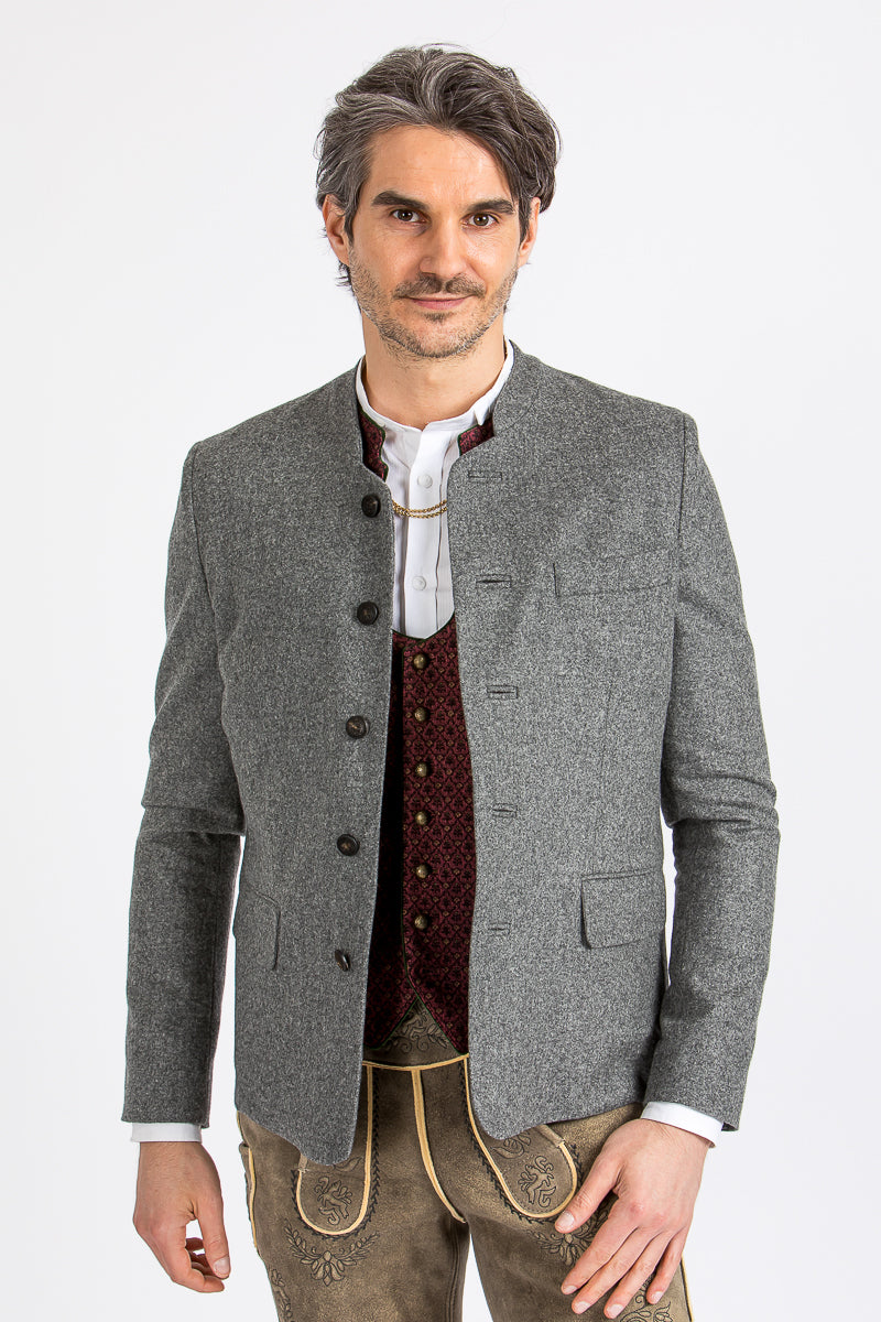 Almliebe Trachtenjanker Tschamsdara mittelgrau Vorderansicht | Almliebe Tracht jacket Tschamsdara medium grey front view
