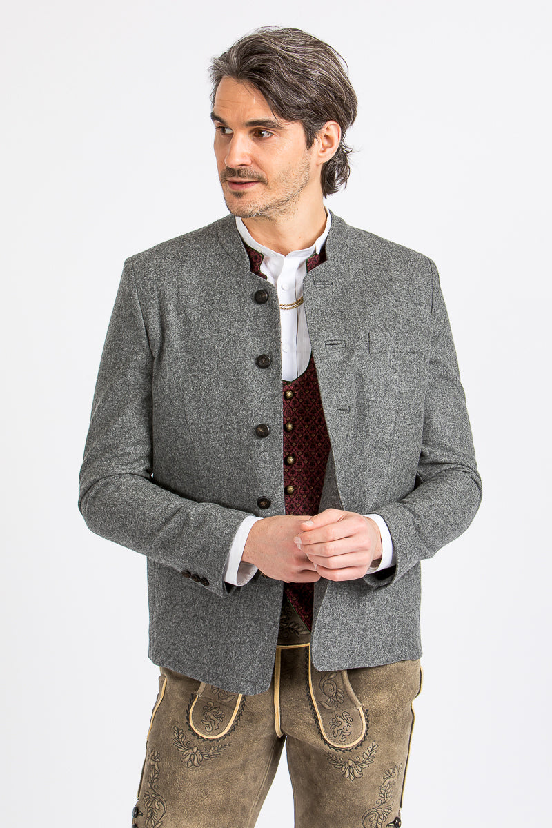Almliebe Trachtenjanker Tschamsdara mittelgrau Detail | Almliebe Tracht jacket Tschamsdara medium grey detail