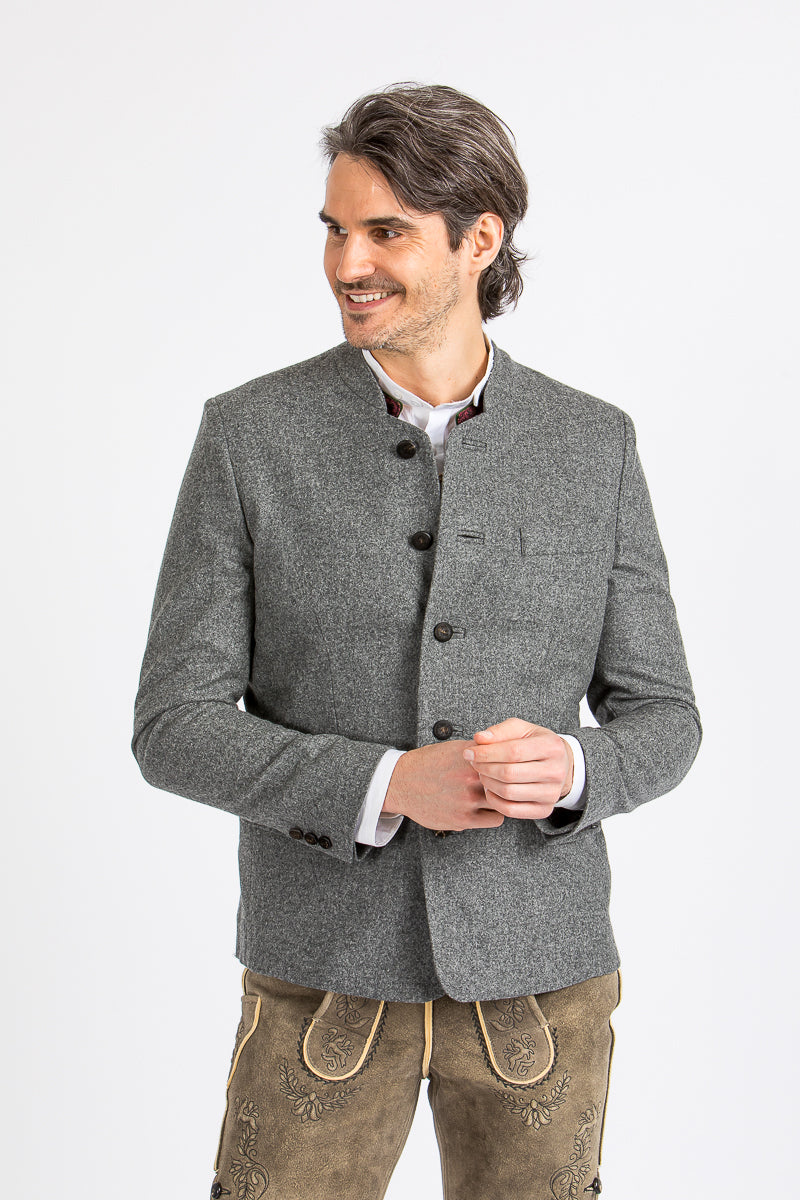 Almliebe Trachtenjanker Tschamsdara mittelgrau Detail | Almliebe Tracht jacket Tschamsdara medium grey detail