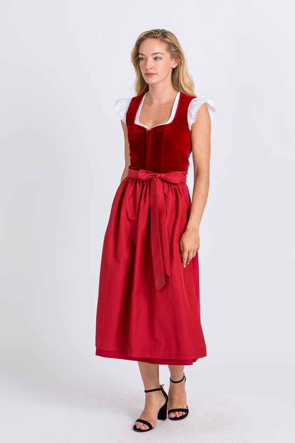Almliebe Dirndl Christl rot Vorderansicht | Almliebe Dirndl Christl red front view