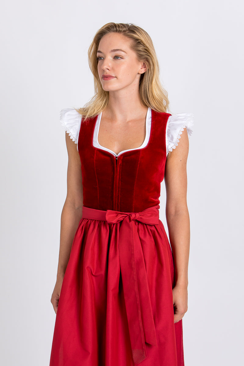 Almliebe Dirndl Christl rot Detail | Almliebe Dirndl Christl red detail