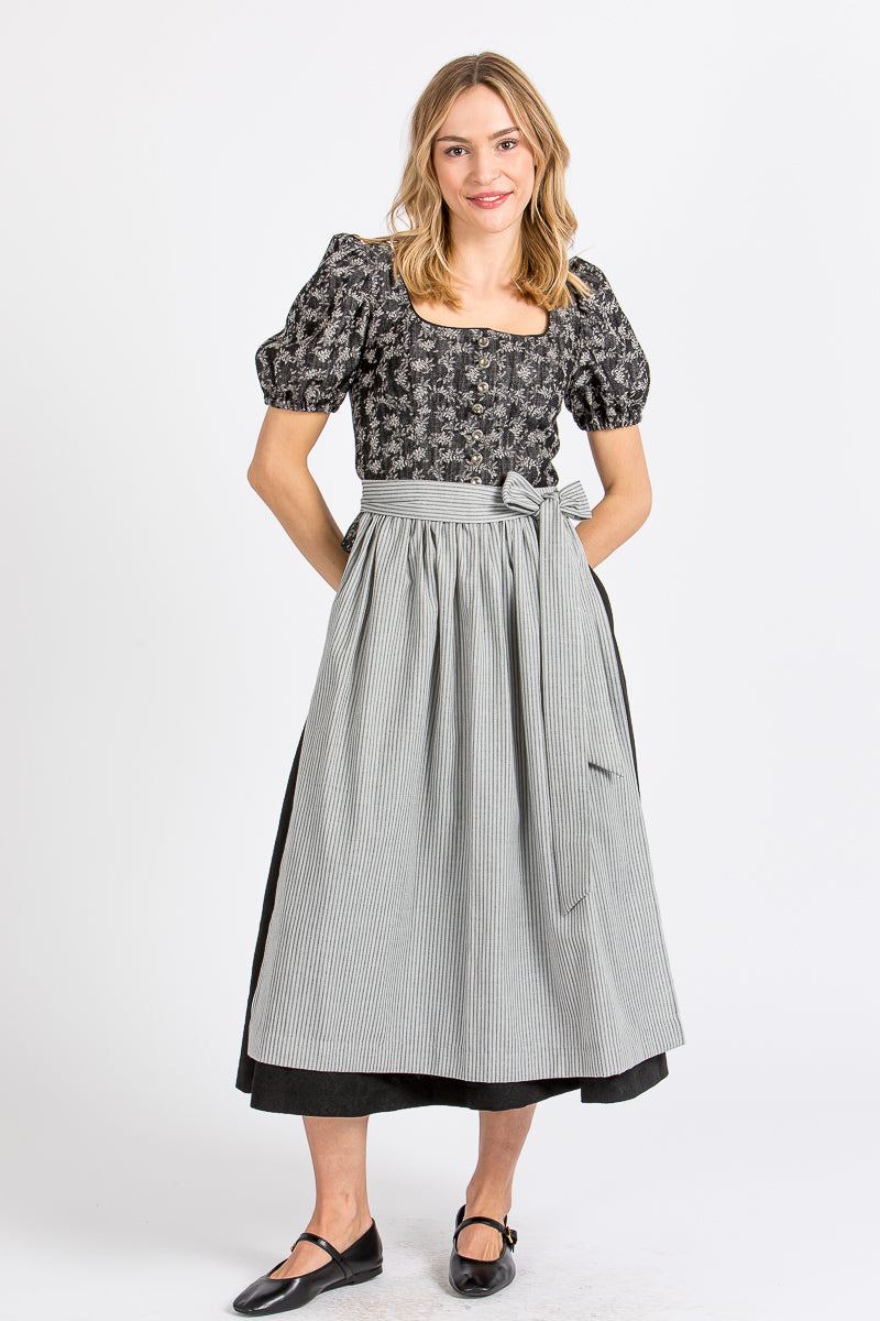 Almliebe Dirndlschürze Zenzi Anthrazit Detail Stoff | Almliebe dirndl apron Zenzi anthracite fabric detail