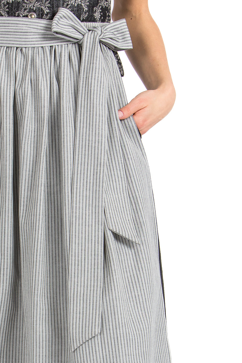 Almliebe Dirndlschürze Zenzi Anthrazit Detail Streifen | Almliebe dirndl apron Zenzi anthracite stripe detail