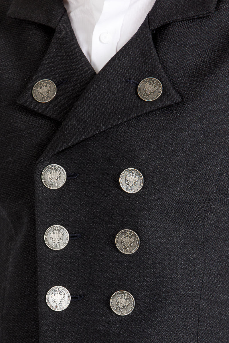 Almliebe Trachtenweste Kutscher anthra Getragen | Almliebe traditional vest Kutscher anthracite worn