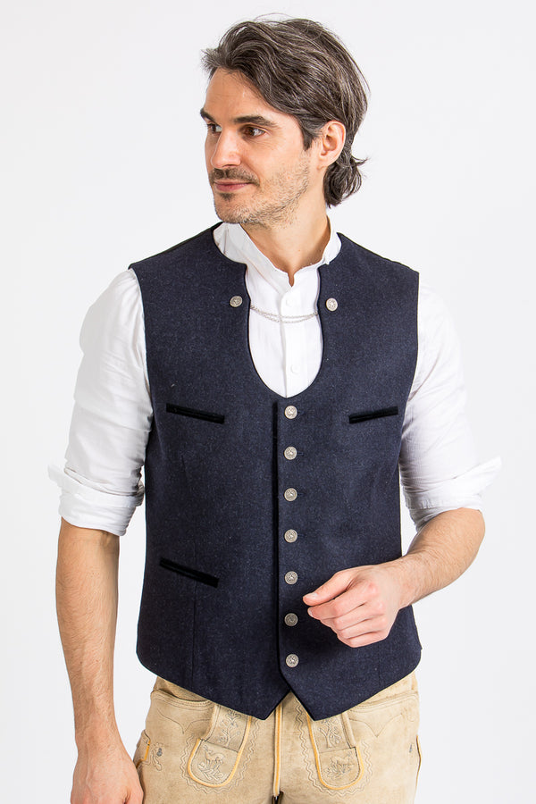 Almliebe Trachtenweste Xare blau Detail | Almliebe Miesbacher waistcoat Xare blue detail