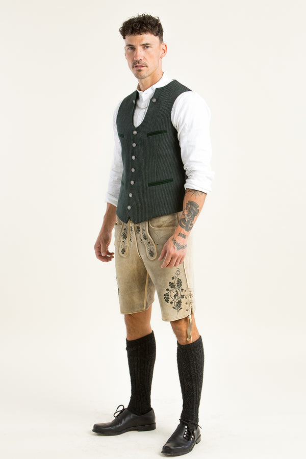 Almliebe Trachtenweste Xare grün Vorderansicht | Almliebe Miesbacher waistcoat Xare green front view
