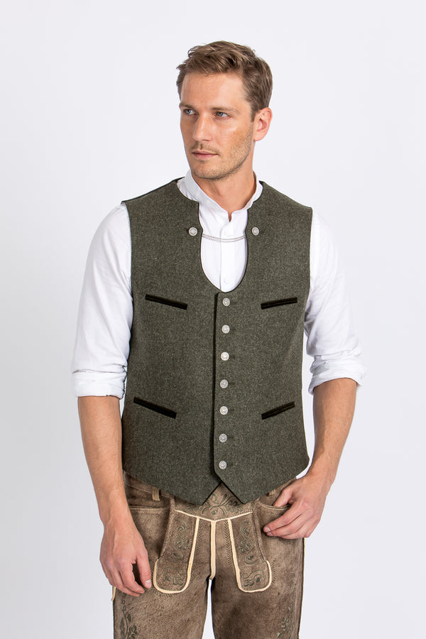 Almliebe Trachtenweste Xare oliv Rückansicht | Almliebe Miesbacher waistcoat Xare olive back view