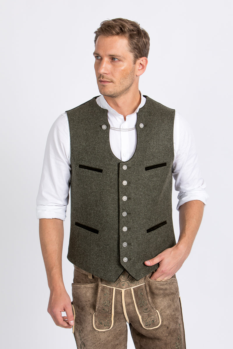 Almliebe Trachtenweste Xare oliv Detail | Almliebe Miesbacher waistcoat Xare olive detail