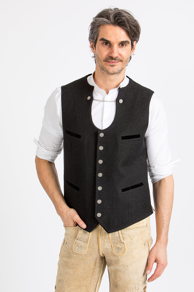 Almliebe Trachtenweste Xare schwarz Detail | Almliebe Miesbacher waistcoat Xare black detail