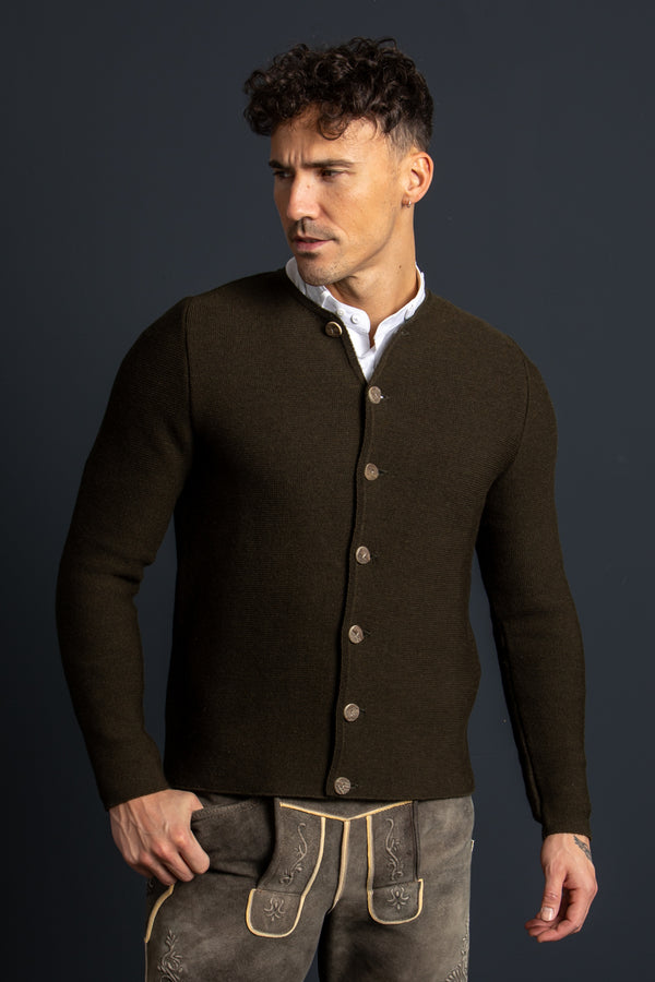 Gottseidank Strickjanker Aloisius altoliv Vorderansicht | Gottseidank Knit Jacket Aloisius olive front view
