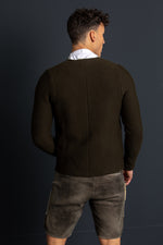 Gottseidank Strickjanker Aloisius altoliv Getragen | Gottseidank Knit Jacket Aloisius olive worn