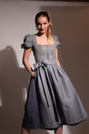 Alpenherz Ärmeldirndl Feline blau Vorderansicht | Alpenherz sleeved Dirndl Feline blue front view