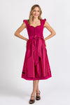 Alpenherz Leinendirndl Marie fuchsia Flügelarm Vorderansicht | Alpenherz linen dirndl Marie fuchsia wing sleeve front view