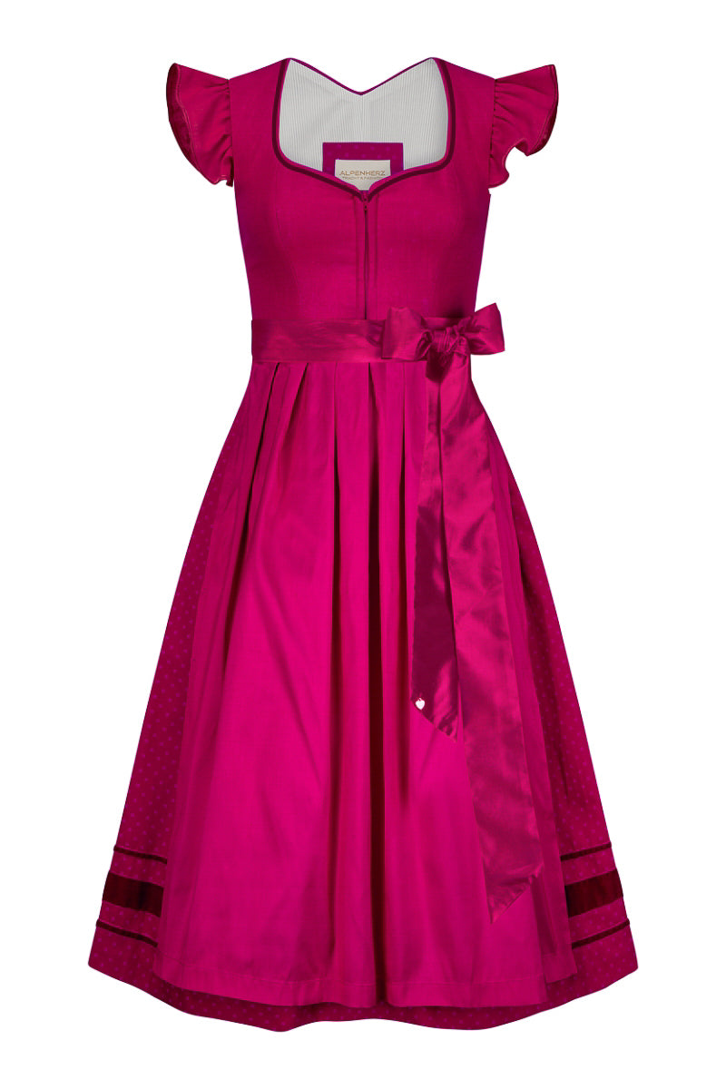 Alpenherz Leinendirndl Marie fuchsia Detail Mieder | Alpenherz linen dirndl Marie fuchsia bodice detail