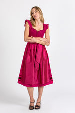 Alpenherz Leinendirndl Marie fuchsia Rückansicht | Alpenherz linen dirndl Marie fuchsia back view