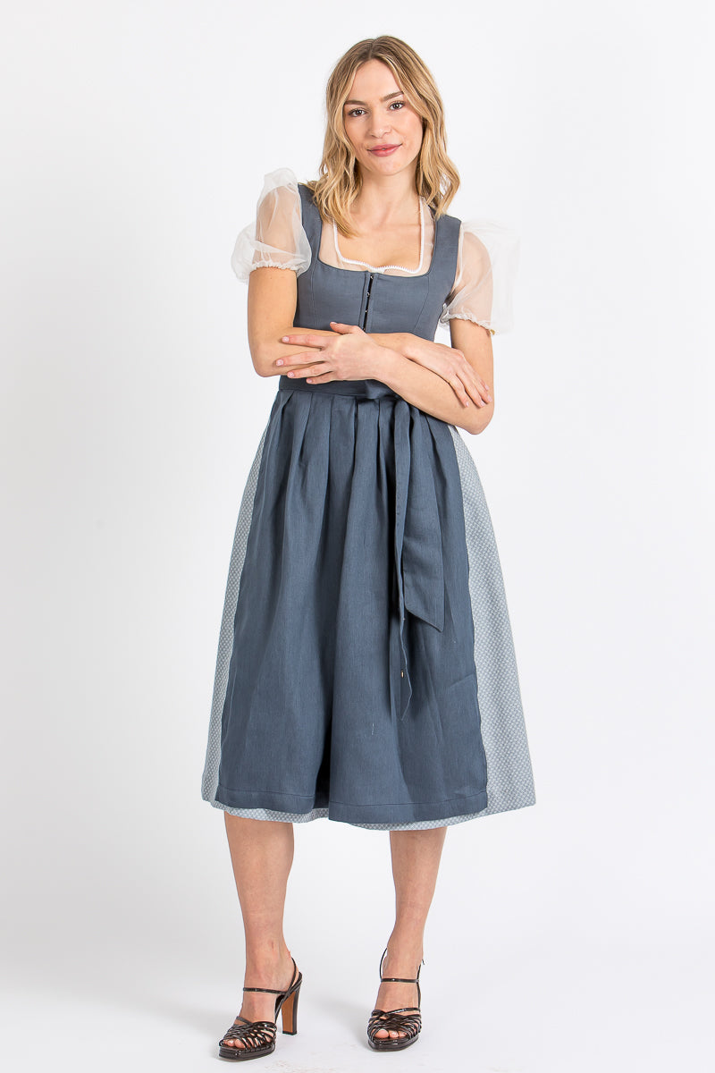 Alpenherz Dirndl mit abnehmbaren Flügelärmel Marie blau
