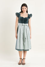 Alpenherz Samtdirndl Melissa eukalyptus Vorderansicht | Alpenherz velvet dirndl Melissa eucalyptus front view
