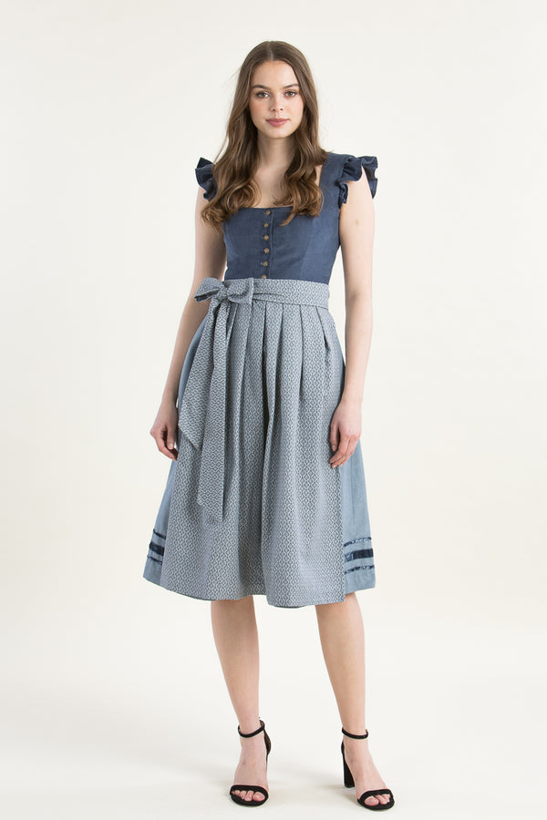 Alpenherz Flügelarm-Dirndl Nila blau