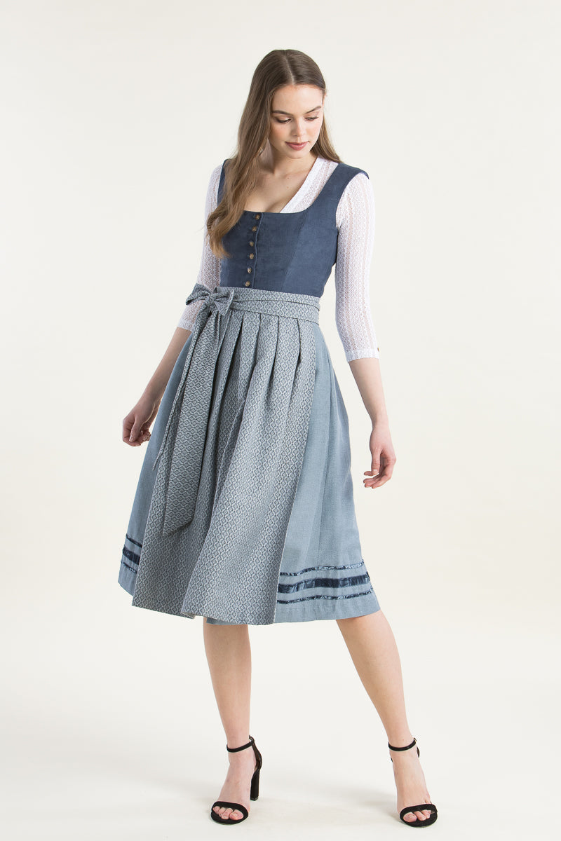 Alpenherz Flügelarm-Dirndl Nila blau