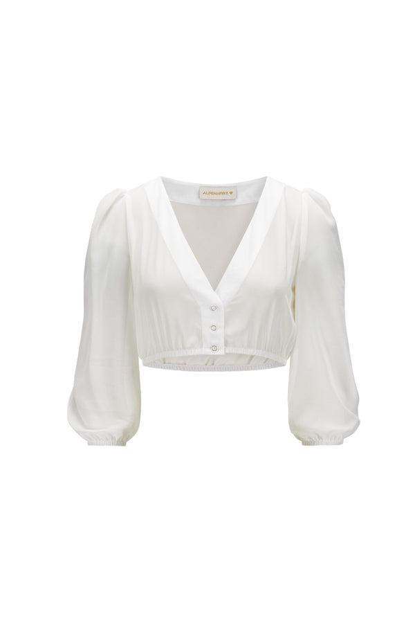 Alpenherz Dirndlbluse Lou weiß Detail | Alpenherz dirndl blouse Lou white detail