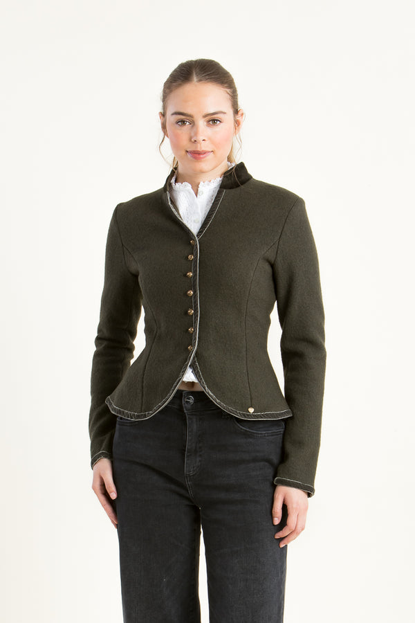 Alpenherz Trachtenjanker Josie oliv Rückansicht | Alpenherz traditional jacket Josie olive back view