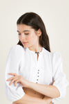 Anno Domini Dirndlbluse Emilia Leinen Vorderansicht | Anno Domini dirndl blouse Emilia linen front view