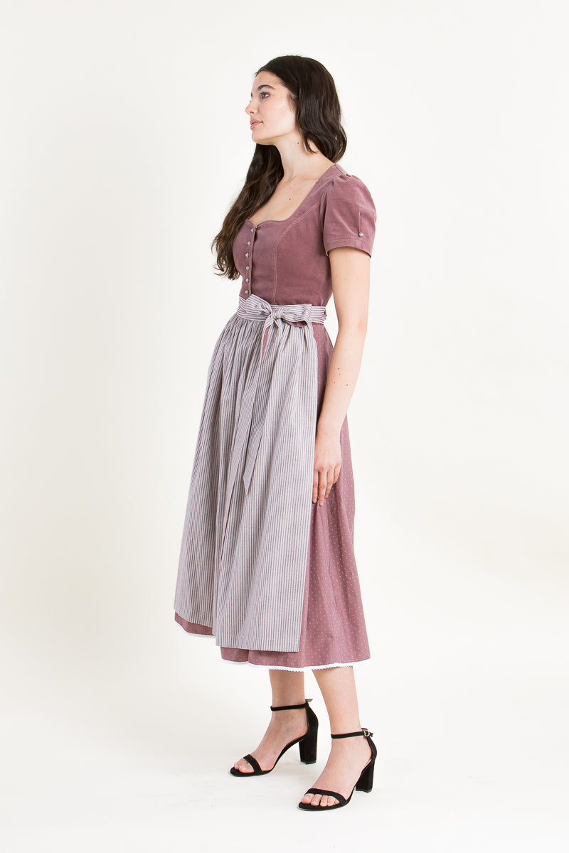 Anno Domini Halbarmdirndl Rosa rosenholz Vorderansicht | Anno Domini Half-Sleeve Dirndl Rosa rosewood front view