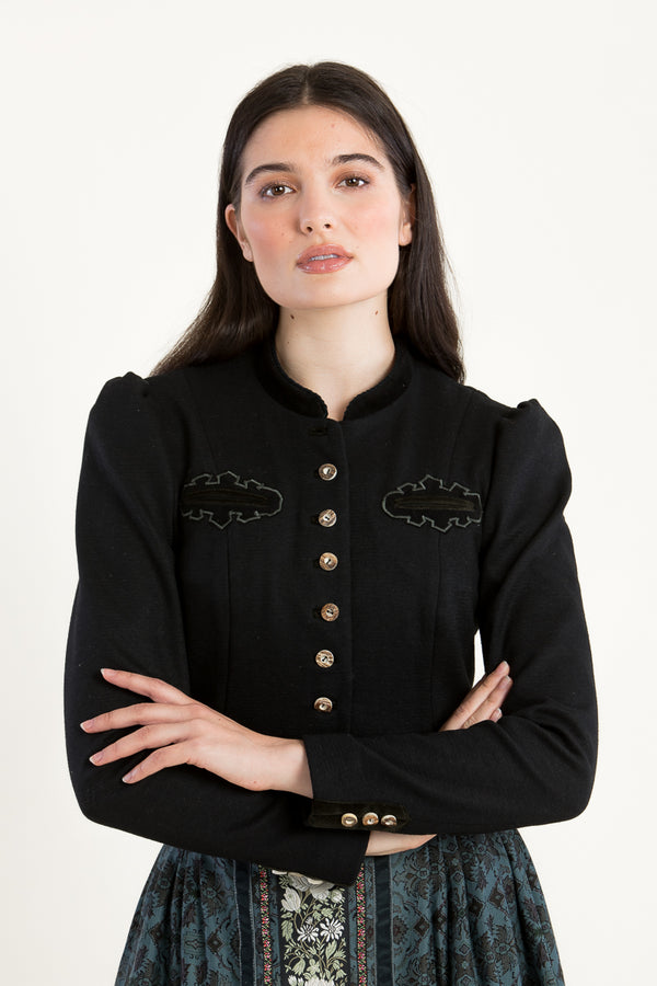Anno Domini Trachtenjanker Wanda schwarz Vorderansicht | Anno Domini traditional jacket Wanda black front view