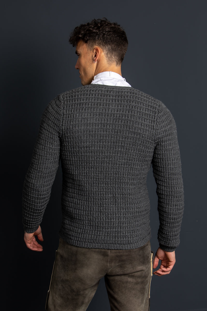 Gottseidank Strickjanker Anton asphalt Rückansicht | Gottseidank knit jacket Anton asphalt grey back view
