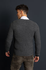 Gottseidank Strickjanker Anton asphalt Rückansicht | Gottseidank knit jacket Anton asphalt grey back view