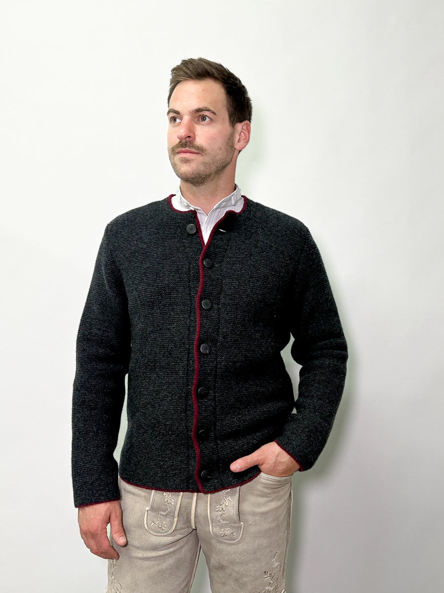 Almliebe Knit Jacket Eberhard Graphite Bordeaux