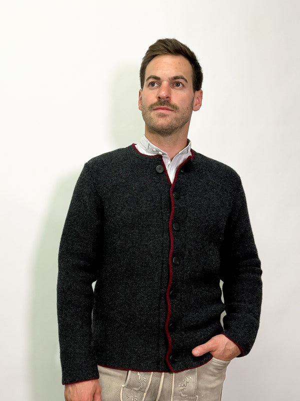 Almliebe Knit Jacket Eberhard Graphite Bordeaux