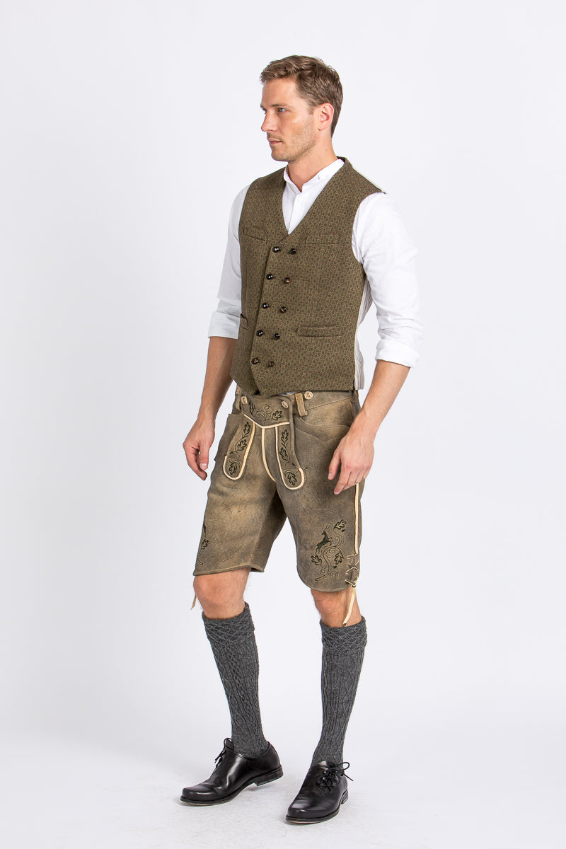 Beckert Hirschlederhose Bayrischzell antik hell Vorderansicht | Beckert deer leather Lederhosen Bayrischzell antique light front view