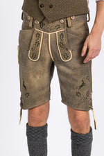 Beckert Hirschlederhose Bayrischzell antik hell Rückansicht | Beckert deer leather Lederhosen Bayrischzell antique light back view