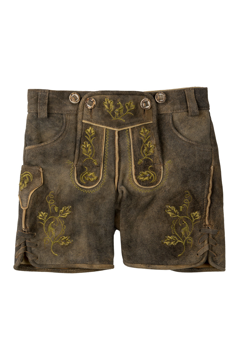 Beckert Kinder Lederhose Gamsspitz rauchbraun