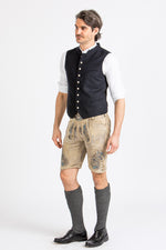Beckert Lederhose Bischofswiesen baileys blau Detail | Beckert lederhosen Bischofswiesen baileys blue detail