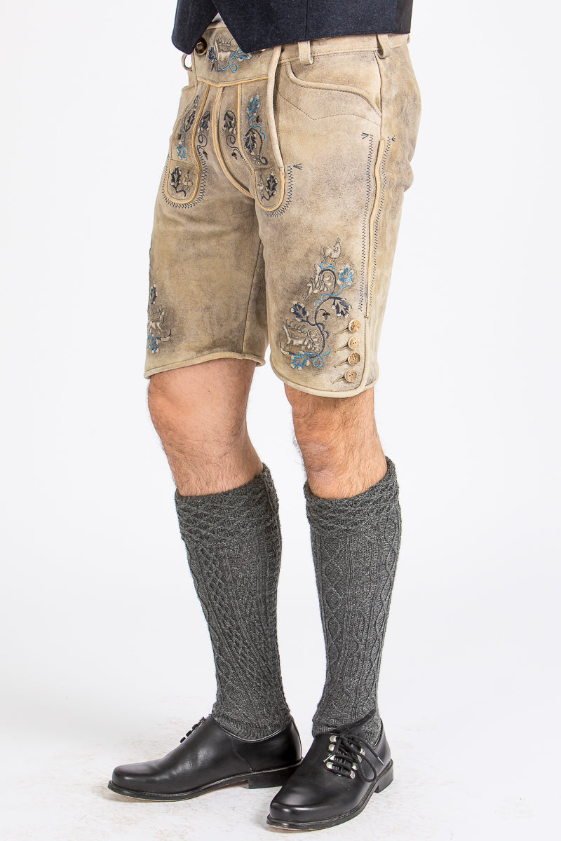 Beckert Lederhose Bischofswiesen baileys blau Rückansicht | Beckert lederhosen Bischofswiesen baileys blue back view