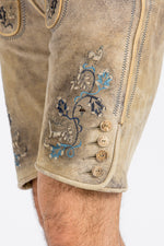 Beckert Lederhose Bischofswiesen baileys blau Detail | Beckert lederhosen Bischofswiesen baileys blue detail