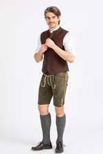 Beckert Hirschlederhose Maximus nussbaum Rückansicht | Beckert Stag Leather Lederhosen Maximus Walnut back view