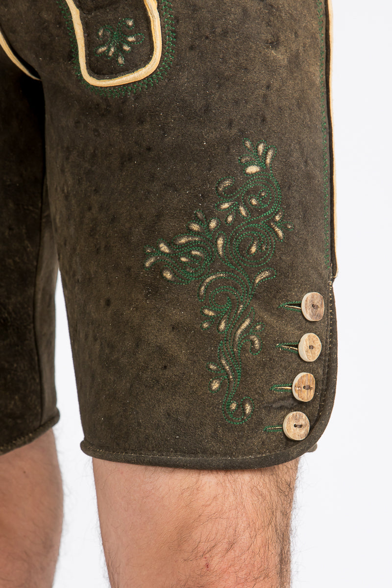 Beckert Hirschlederhose Maximus nussbaum Detail | Beckert Stag Leather Lederhosen Maximus Walnut detail