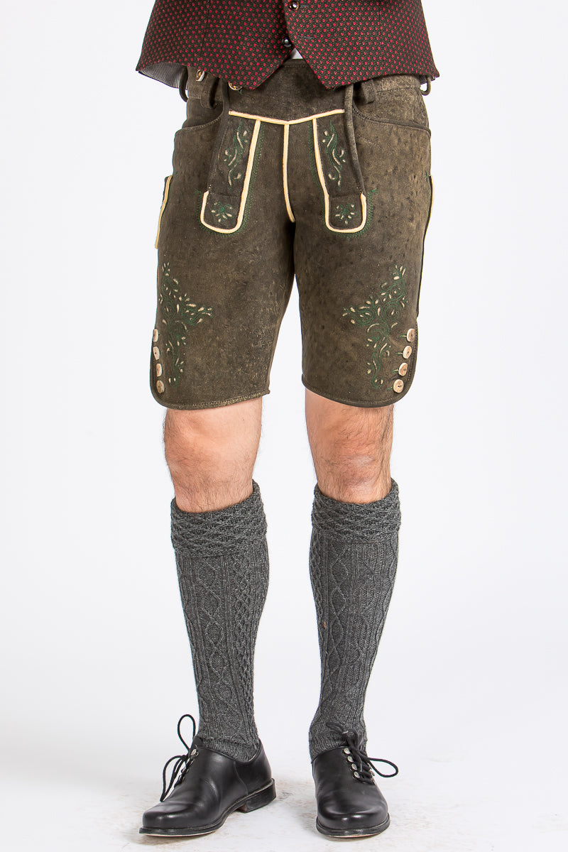 Beckert Hirschlederhose Maximus nussbaum Detail | Beckert Stag Leather Lederhosen Maximus Walnut detail