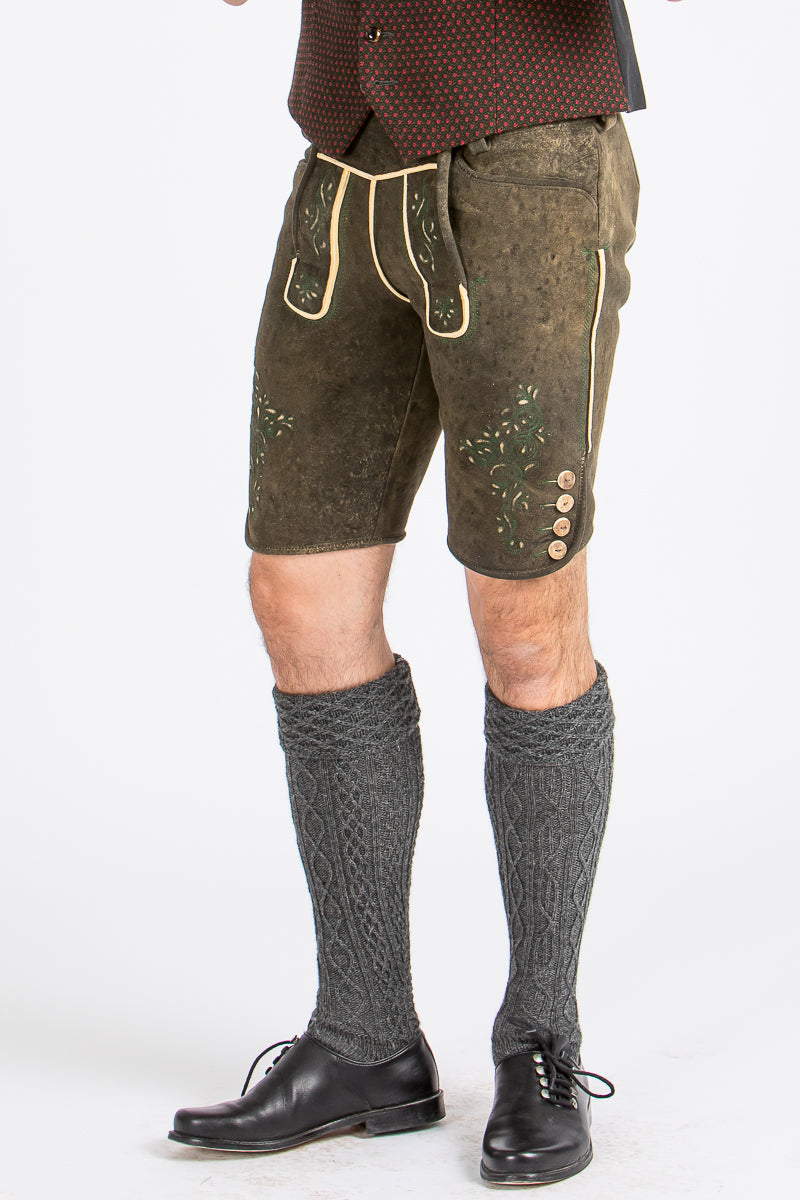 Beckert Hirschlederhose Maximus nussbaum Vorderansicht | Beckert Stag Leather Lederhosen Maximus Walnut front view