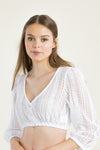 Berwin & Wolff Dirndlbluse Spitze Puffarm weiß Vorderansicht | Berwin & Wolff Dirndl blouse lace puff sleeve white front view