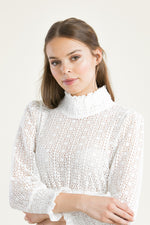 Berwin & Wolff Dirndlbluse Spitze Langarm ecru Rückansicht | Berwin & Wolff Dirndl blouse lace long sleeve ecru back view