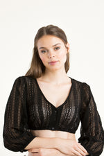 Berwin & Wolff Dirndlbluse Puffarm schwarz Rückansicht | Berwin & Wolff Dirndl Blouse puff sleeve black back view
