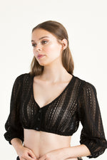 Berwin & Wolff Dirndlbluse Puffarm schwarz Vorderansicht | Berwin & Wolff Dirndl Blouse puff sleeve black front view
